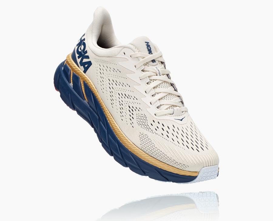 Hoka One One Clifton 7 Löparskor Herr - Vita/Blå - STNIP-9671